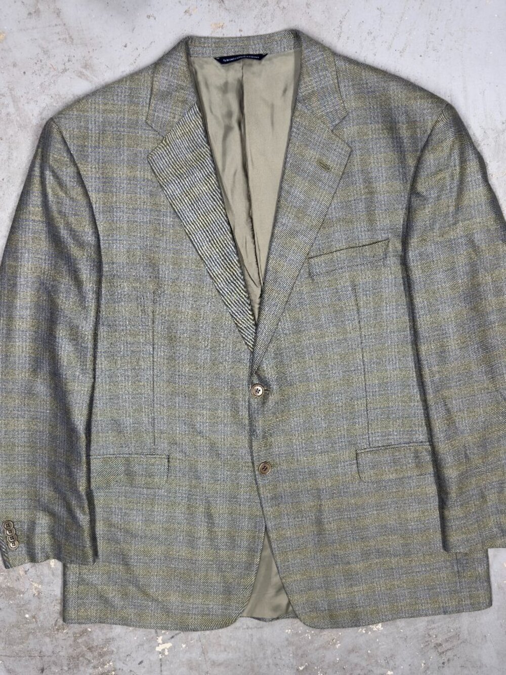 Coppley Silk / Wool Blazer Plaid Sport Coat Canada Bocelli Gold 46L